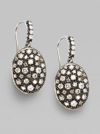 From the Starlight Collection. A simple, elegant oval drop with glimmering diamond accents.Diamond, 1.11 tcw Sterling silver Black rhodium Length, about ¾ Width, about ½ French earwires Made in USA From the Starlight Collection. A simple, elegant oval drop with glimmering diamond accents.Diamond, 1.11 tcw Sterling silver Black rhodium Length, about ¾ Width, about ½ French earwires Made in USA