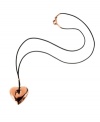 Romantic style with a hint of modernity. Breil heart pendant is crafted in rose gold ion-plated stainless steel and strung from a delicate, black satin string. Approximate length: 17 inches. approximate drop: 1 inch.