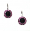 Mariana Spirit of Design Antique Silver Plated Petite Round Swarovski Crystal Drop Earrings in Jet Black/Rose