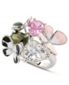 Grab some warm-weather fun with this darling ring by City by City. Crafted in silver tone mixed metal, ring features a flower and butterfly accented with clear, pink and peridot cubic zirconia (10-5/8 ct. t.w.). Nickel-free for sensitive skin. Size 7.