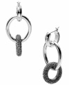 It's all in the details. Put on the perfect finishing touch with Michael Kors shining link drop earrings. Crafted in silver tone mixed metal with pave crystal details in black. Approximate drop length: 1-1/2 inches. Approximate drop width: 3/4 inch.