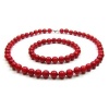Bling Jewelry Sterling Silver 8mm Coral Necklace & Bracelet Jewelry Set