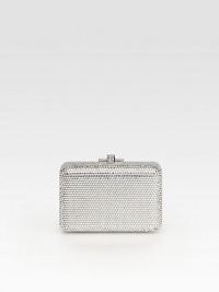 Spectacular rectangle minaudiere encrusted all over with sparkling crystals.Metallic chain crossbody strap, 24 drop Slidelock closure Soft leather lining 5W X 3¼H X 1¾D Imported Spectacular rectangle minaudiere encrusted all over with sparkling crystals.Metallic chain crossbody strap, 24 drop Slidelock closure Soft leather lining 5W X 3¼H X 1¾D Imported