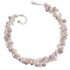 Chuvora Genuine Pink Cultured Fresh Water Pearl with Crystal 3-Strand Silk Thread Cluster Necklace 16-17 Princess Length