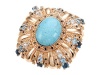 Carlo Viani® 14K Rose Gold Plated Silver Blue Turquoise Ring LIFETIME WARRANTY