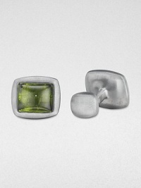 Exquisite cushion cabachon cuff links with simulated peridot will complete your look.Sterling silverAbout .68 diam.Made in USA Exquisite cushion cabachon cuff links with simulated peridot will complete your look.Sterling silverAbout .68 diam.Made in USA