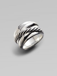 From the Crossover Collection. Crisscross of sterling silver is intersected by a signature cable detail.Sterling silver Width, about ½ Imported Additional Information Women's Ring Size Guide From the Crossover Collection. Crisscross of sterling silver is intersected by a signature cable detail.Sterling silver Width, about ½ Imported Additional Information Women's Ring Size Guide