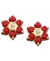 Add a little springtime cheer to your ears. These beautiful 14k gold earrings are studded with round-cut rubies (1-1/10 ct. t.w.) and diamond accents.