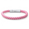 Oxford Ivy Braided Pink Leather 6mm Bracelet with Stainless Steel Locking Clasp 7 1/2 inches