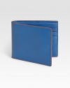 Classic bill holder of treated mill leather and contrasting trim for a contemporary touch.One billfold compartmentSix card slotsLeather4W x 4HImported