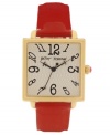 You'll be hypnotized by the swirling design of this Betsey Johnson watch. A touch of glossy red adds a sweet touch.