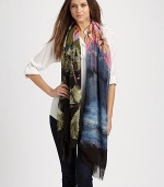 A tropical print in pretty muted shades. 85% modal/15% silkAbout 55 X 78¾Dry cleanMade in Italy