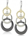 Anne Klein Mixed Metal Gold-Tone and Hematite Plated Drop Earrings