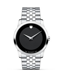 Men's Movado Museum Classic® watch in solid stainless steel with black Museum dial. Men's Movado Museum Classic® watch in solid stainless steel with black Museum dial.