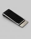 Signature guccissima leather trims a classic nickel clip. Logo engraving Made in Italy 