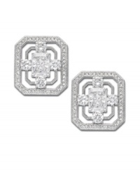 Simple studs that make a huge impact. Eliot Danori's Diadem earrings feature a unique, cut-out design that highlights cubic zirconias (5 ct. t.w.) and clear crystal accents. Crafted in silver tone mixed metal. Approximate diameter: 3/4 inch. Simple studs that make a huge impact. Eliot Danori's Diadem earrings feature a unique, cut-out design that highlights cubic zirconias (5 ct. t.w.) and clear crystal accents. Crafted in silver tone mixed metal. Approximate diameter: 3/4 inch.