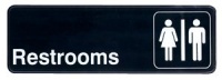 3''x9'' Restaurant Sign, Black, Restrooms 3''x9'' Restaurant Sign, Black, Restrooms