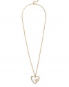 GUESS Enamel Logo Heart Pendant Necklace, WHITE