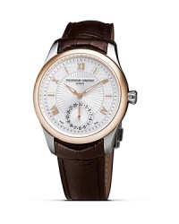 Maxime is a strong collection of classical watches with a clean design. At the same time it represents a rich and contemporary look with an elegant finish. The silver dial, with an elegant sun-ray guilloche decoration, offers clear legibility thanks to its polished and hand applied indices. This design has mother-of-pearl finishing on the dial and diamond indices and bezel. Inside, the watch is equipped with caliber FC-700 automatic calibration. Comes with a brown croco-embossed calfskin strap. Made in Geneva, Switzerland. Maxime is a strong collection of classical watches with a clean design. At the same time it represents a rich and contemporary look with an elegant finish. The silver dial, with an elegant sun-ray guilloche decoration, offers clear legibility thanks to its polished and hand applied indices. This design has mother-of-pearl finishing on the dial and diamond indices and bezel. Inside, the watch is equipped with caliber FC-700 automatic calibration. Comes with a brown croco-embossed calfskin strap. Made in Geneva, Switzerland.