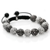 Black White Crystal Disco Ball Adjustable Bracelet Iced Out Hip Hop 3200