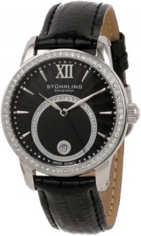 Stuhrling Original Women's 544.11151 Vogue Audrey Dawn Swiss Quartz Swarovski Crystal Date Black Leather Strap Watch Stuhrling Original Women's 544.11151 Vogue Audrey Dawn Swiss Quartz Swarovski Crystal Date Black Leather Strap Watch
