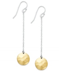 Contemporary and chic. Studio Silver's drop earrings transition perfectly from day to evening. Set in sterling silver with 18k gold over sterling silver discs. Approximate drop: 2 inches. Contemporary and chic. Studio Silver's drop earrings transition perfectly from day to evening. Set in sterling silver with 18k gold over sterling silver discs. Approximate drop: 2 inches.