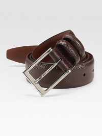 EXCLUSIVELY OURS. An essential piece for any man's wardrobe in soft, Italian calfskin leather with a nickel-plated buckle. Nickel-plated buckle About 1¼ wide Made in USA EXCLUSIVELY OURS. An essential piece for any man's wardrobe in soft, Italian calfskin leather with a nickel-plated buckle. Nickel-plated buckle About 1¼ wide Made in USA