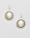 From the Gauntlet Collection. Stunning white mabe pearls set in 24k gold and hammered sterling silver. White cultured mabe pearl18k goldSterling silverDrop, about 1Hook backImported