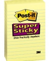 Post-it Super Sticky Notes, 4 x 6-Inches, Canary Yellow, Lined, 5-Pads/Pack