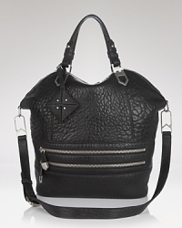 Downtown girls will love ALLIBELLE's updated version of the classic satchel. With edgy hardware and pebbled black leather, this bag lives for a statement tee and skinny jeans. Downtown girls will love ALLIBELLE's updated version of the classic satchel. With edgy hardware and pebbled black leather, this bag lives for a statement tee and skinny jeans.