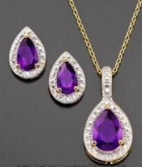 Victoria Townsend Sterling Silver Jewelry Set, Pear-Cut Amethyst and Diamond Accent Pendant Necklace and Earrings Set Victoria Townsend Sterling Silver Jewelry Set, Pear-Cut Amethyst and Diamond Accent Pendant Necklace and Earrings Set