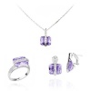 Studio 925 Amethyst CZ Firebolt Sterling Silver Ring, Earring and Pendant Set