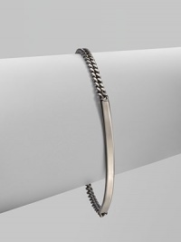 A chic, curved bar on a narrow link chain accented with a logo charm for a sleek design. Ruthenium-plated brassLength, about 7Lobster clasp closureMade in Italy A chic, curved bar on a narrow link chain accented with a logo charm for a sleek design. Ruthenium-plated brassLength, about 7Lobster clasp closureMade in Italy