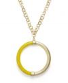 Sunny side up. Start your day (and look) off right in Bar III's cheerful circle pendant. Half yellow resin, half gold tone mixed metal, this trendy long style will make any look pop. Approximate length: 28-3/4 inches. + 3-inch extender. Approximate drop: 3 inches.