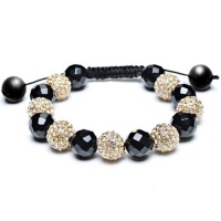 Fathers Day Gifts Bling Jewelry Black Onyx Bead Bracelet Shamballa Inspired Clear Gold Crystal 12mm Fathers Day Gifts Bling Jewelry Black Onyx Bead Bracelet Shamballa Inspired Clear Gold Crystal 12mm