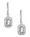 Evening elegance. Add sparkle to your nighttime style with Givenchy's glamorous drop earrings. Adorned with dazzling crystals, they're set in silver tone mixed metal and include a secure leverback closure. Approximate drop: 1/2 inch.