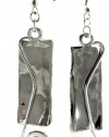 Ornate City Gyspies Rectangles with Swirls Abstract Dangle Earrings Silver Tone