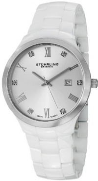 Stuhrling Original Women's 962.12EP2 Leisure Ceramic Celine Swiss Quartz Swarovski Crystal Date White Bracelet Watch Stuhrling Original Women's 962.12EP2 Leisure Ceramic Celine Swiss Quartz Swarovski Crystal Date White Bracelet Watch