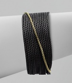 From the Chain Collection. A sizable design with sleek blackened sterling silver box link chains and an 18k gold box link chain accent. Blackened sterling silver18k goldLength, about 7Push clasp closureImported 