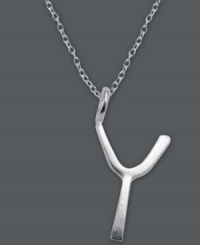 The perfect personalized gift. A polished sterling silver pendant features the letter Y with a chic asymmetrical design. Comes with a matching chain. Approximate length: 18 inches. Approximate drop: 3/4 inch. The perfect personalized gift. A polished sterling silver pendant features the letter Y with a chic asymmetrical design. Comes with a matching chain. Approximate length: 18 inches. Approximate drop: 3/4 inch.