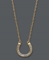 An ultra-glam good luck charm. Studio Silver's petite horseshoe pendant features a unique diamond-cut surface that reflects the light. Set in 18k gold over sterling silver. Approximate length: 16 inches + 2-inch extender. Approximate drop: 1/2 inch.
