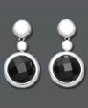 Retro style with a modern twist. These petite drop earrings feature round-cut onyx (15-16 mm) set in polished sterling silver. Approximate drop: 1-1/2 inches.
