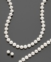 Timeless, classic and perfectly glamorous. You can never get enough of these pretty cultured freshwater pearls (7-8mm)! Set features necklace, bracelet and stud earrings set in 14k gold. Bracelet measures approximately 7-1/2 inches. Necklace measures approximately 18 inches.