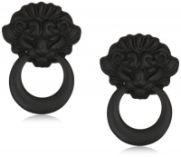 Anne Klein Presidio Lion Head Clip Black Tone Door Knocker Drop Earrings Anne Klein Presidio Lion Head Clip Black Tone Door Knocker Drop Earrings