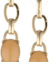 Anne Klein Burst and Bloom Gold-Tone Rose Colored Link Drop Earrings