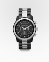 A handsome look in a mix of gunmetal and stainless steel with superior three-eye chronograph functionality. Round bezel Quartz movement Three-eye chronograph functionality Water resistant to 10 ATM Date function at 4 o'clock Second hand Stainless steel/gunmetal case: 45mm (1.77) Stainless steel/gunmetal bracelet Deployment clasp Made in Switzerland 
