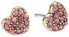 Betsey Johnson Iconic Fabulous Fuchsia Small Crystal Heart Stud Earrings