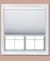 Have it made in the shade instantly with Redi Shade's Simple Fit light-filtering cellular shade. A breeze to install -- all it takes is a push of a button to lock your shade in place, no drills or screws required! Plus, it stays put without messy cords; simply adjust by moving the shade up or down. Single-cell; spun lace.
