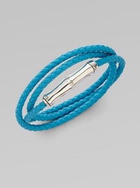 From the Bamboo Collection. A braided strand of rich leather wraps the wrist three times, then closes with a sterling silver bamboo clasp.Leather Sterling silver Length, about 20¾ Magnetic clasp Made in Bali From the Bamboo Collection. A braided strand of rich leather wraps the wrist three times, then closes with a sterling silver bamboo clasp.Leather Sterling silver Length, about 20¾ Magnetic clasp Made in Bali