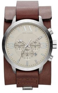 Armani Exchange Chronograph Silver Dial Stainless Steel Brown Leather Cuff Mens Watch AX1273 Armani Exchange Chronograph Silver Dial Stainless Steel Brown Leather Cuff Mens Watch AX1273